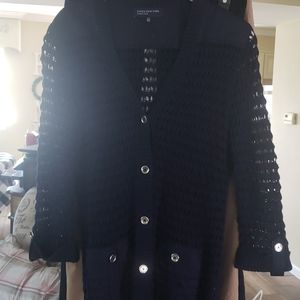 Jones New York Black Open-Knit Cardigan